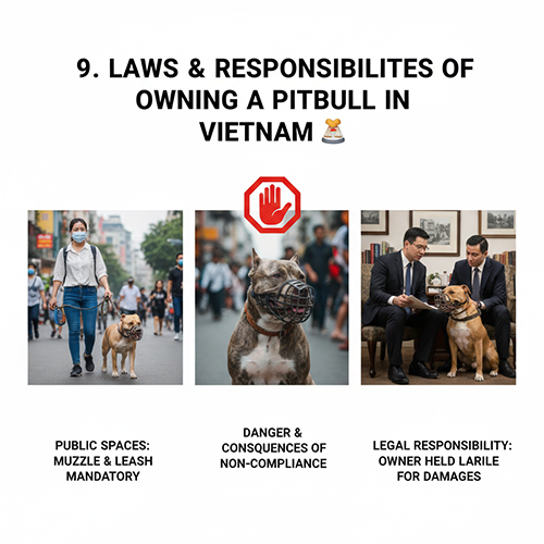 Luật và trách nhiệm khi nuôi chó Pitbull tại Việt Nam về rọ mõm, dây dắt và an toàn cộng đồng