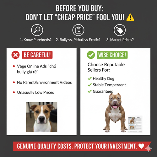 Lưu ý trước khi mua chó Bully – cảnh giác với tin rao giá rẻ