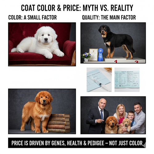 Màu lông và giá bán chó Ngao Tây Tạng, so sánh giữa màu hiếm và chất lượng thực tế