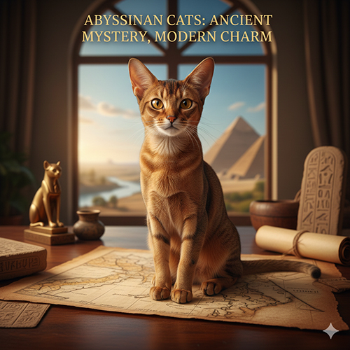 Mèo Abyssinian dáng thon gọn, bộ lông ticked đặc trưng, được mệnh danh là mèo cổ Ai Cập thông minh