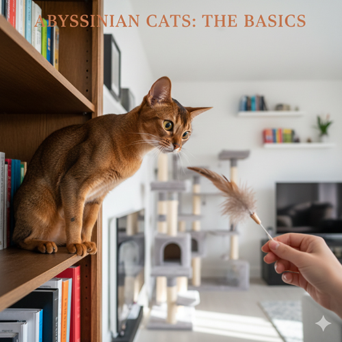 Mèo Abyssinian lông ngắn ticked tabby đang chơi đùa, thân hình thon gọn, thông minh và hiếu động