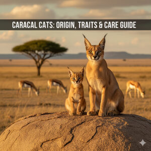 Mèo Caracal (linh miêu tai đen) với tai nhọn chóp đen đặc trưng trong môi trường hoang dã