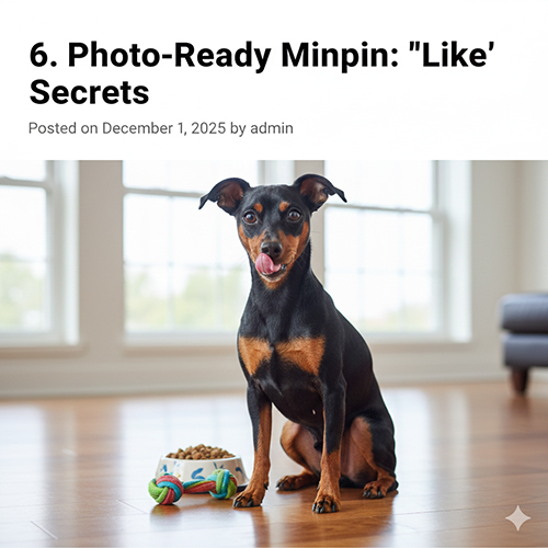 Hình ảnh chó Phốc hươu Minpin ngồi trong nhà, biểu cảm lanh lợi, sẵn sàng lên hình