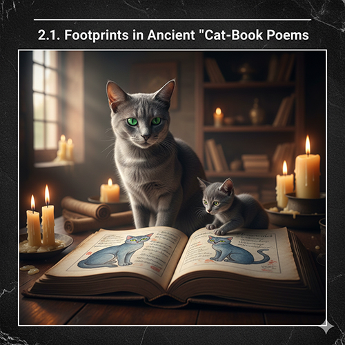 Mèo Korat xanh bạc bên sách mèo cổ Tamra Maew ghi chép giống mèo cát tường của Thái Lan