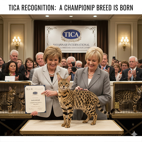 Mèo Savannah được Hiệp hội Mèo Quốc tế TICA công nhận và trao chứng nhận