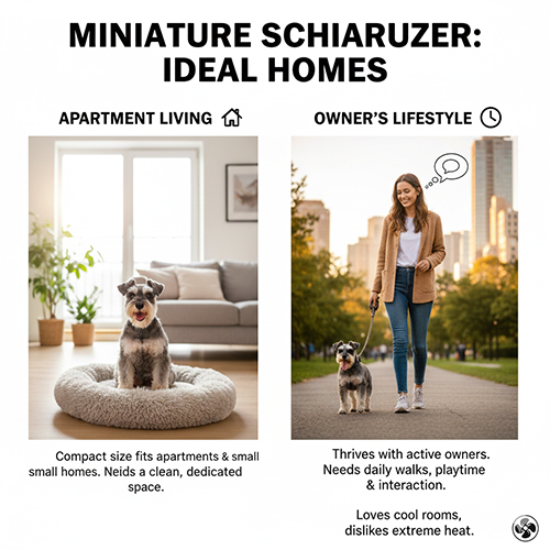 anh ve moi truong song ly tuong cho miniature schnauzer phu hop can ho loi song chu nang dong va luu y khi nuoi o khi hau nong