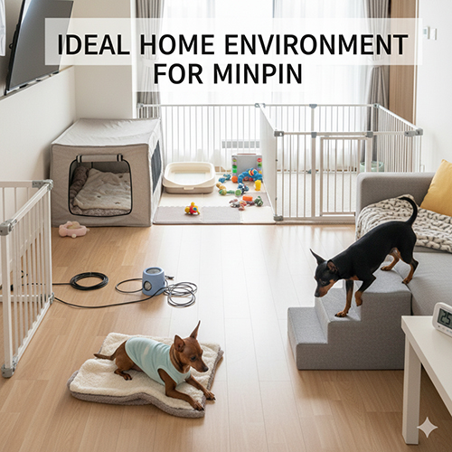 Không gian sống trong nhà an toàn và gọn gàng dành cho chó Phốc hươu Minpin