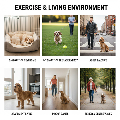 Môi trường sống và lịch vận động phù hợp cho chó Cocker Spaniel ở chung cư và nhà phố