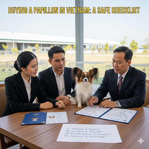 Mua bán chó Bướm Papillon với hợp đồng và giấy tờ đầy đủ tại Việt Nam