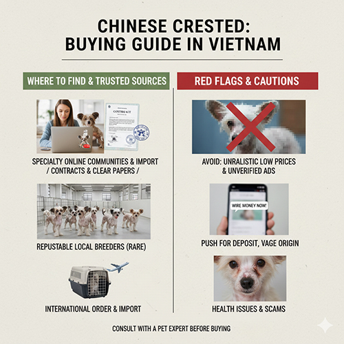 Hướng dẫn mua chó có mào Chinese Crested tại Việt Nam và các lưu ý quan trọng