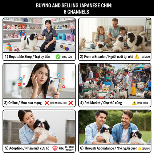 Sáu kênh mua bán chó Nhật phổ biến tại Việt Nam, so sánh mức độ rủi ro khi chọn nơi mua Japanese Chin