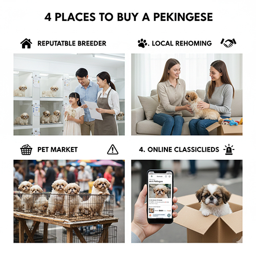 So sánh các kênh mua chó Bắc Kinh uy tín như shop trại chó, rehome, chợ thú cưng và mua online