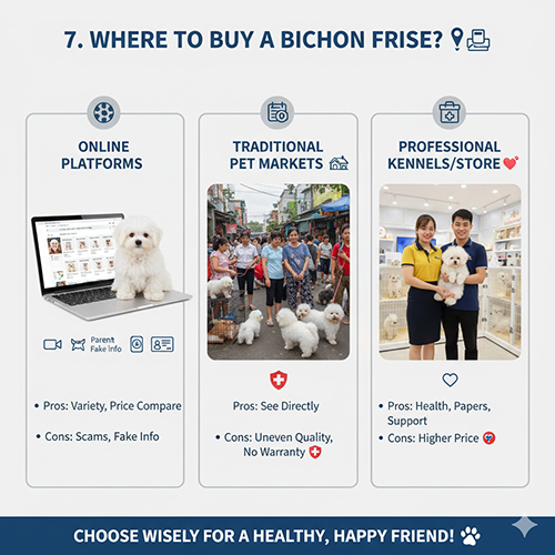 Mua chó Bichon Frise ở đâu uy tín: online, chợ thú cưng, trại chuyên nghiệp