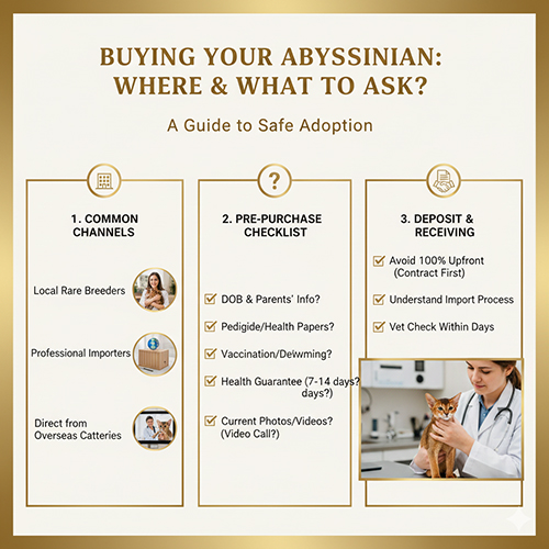 Hướng dẫn mua mèo Abyssinian an toàn với checklist câu hỏi và kênh mua uy tín