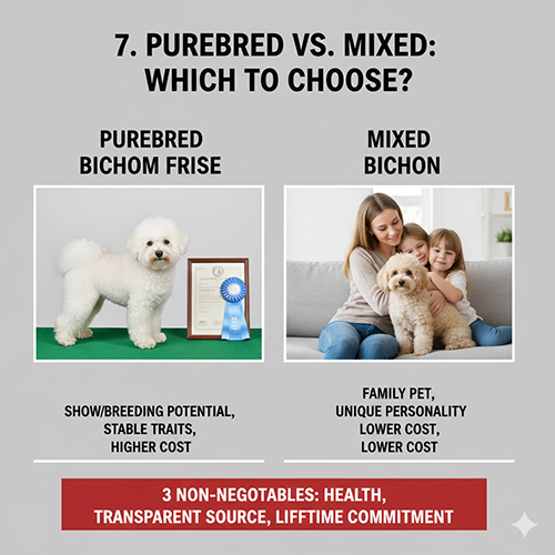 So sánh lựa chọn chó Bichon Frise thuần chủng và chó Bichon lai cho gia đình