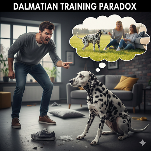 Huấn luyện chó Đốm Dalmatian sai cách khiến chó căng thẳng và chống đối