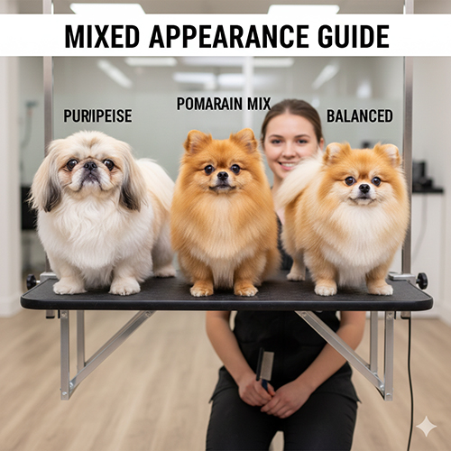 So sánh ngoại hình chó Bắc Kinh lai Phốc Sóc theo hướng nghiêng Bắc Kinh, nghiêng Phốc Sóc và cân bằng