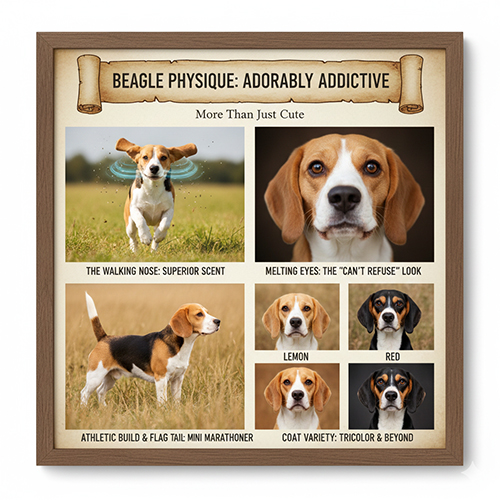 Ngoại hình chó Beagle dễ thương, thân hình nhỏ gọn khỏe mạnh và nhiều màu lông đẹp