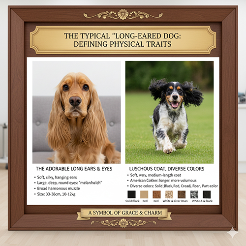 Ngoại hình chó Cocker Spaniel tai dài với mắt sâu và bộ lông mềm mượt