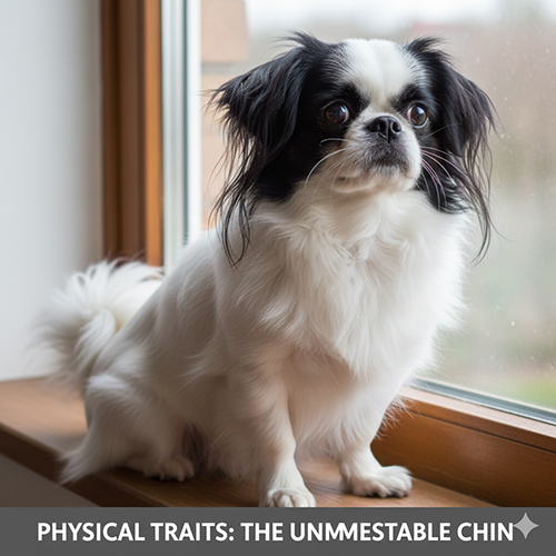 Ngoại hình chó Nhật Japanese Chin với mắt to tròn và lông bông mềm