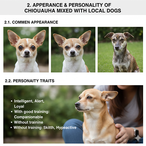 Ngoại hình và tính cách phổ biến của chó Chihuahua lai chó cỏ Việt Nam