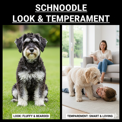 Ngoại hình và tính cách đặc trưng của chó Schnauzer lai Poodle với lông xoăn và mặt râu