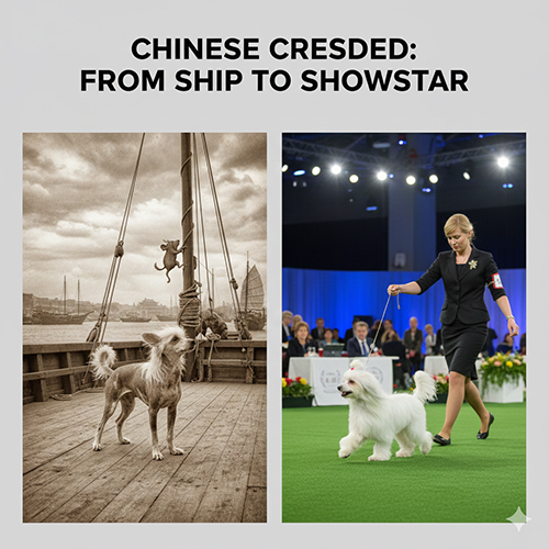 Nguồn gốc và lịch sử chó có mào Chinese Crested từ tàu biển cổ đến sàn diễn dog show