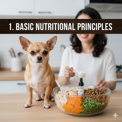Nguyên tắc dinh dưỡng cơ bản cho chó Chihuahua với khẩu phần đạm, béo, tinh bột và vitamin cân đối