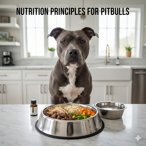 Nguyên tắc dinh dưỡng cơ bản cho chó Pitbull với khẩu phần đầy đủ nhóm chất