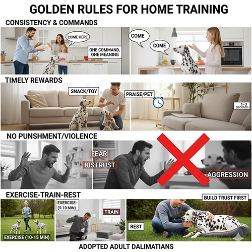 Nguyên tắc huấn luyện chó Đốm Dalmatian tại nhà không bạo lực và nhất quán