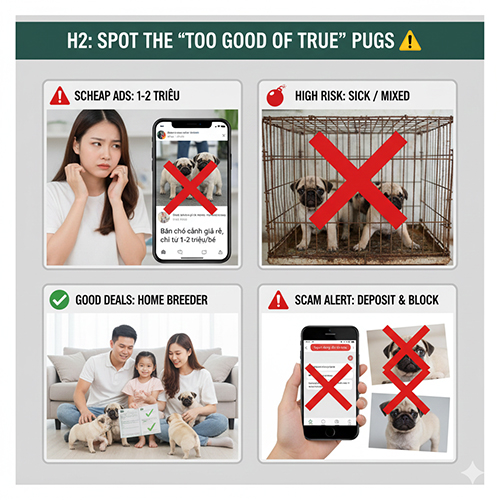 Nhận diện tin rao chó Pug giá rẻ bất thường: cảnh báo bệnh, lai tạp và lừa cọc