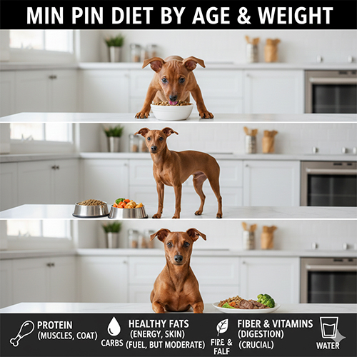 Nhu cầu dinh dưỡng của chó Phốc hươu theo từng giai đoạn tuổi và cân nặng.