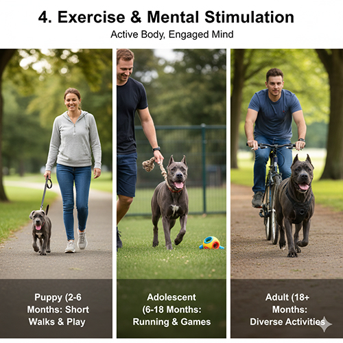 nhu cầu vận động và chơi đùa của chó ngao ý cane corso theo độ tuổi