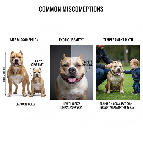 Những hiểu lầm phổ biến về các dòng chó American Bully như Pocket, Standard, XL và Exotic