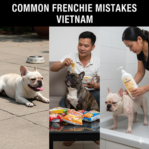 những sai lầm phổ biến khi nuôi chó bull pháp tại việt nam như nóng bức cho ăn sai và tắm sai cách