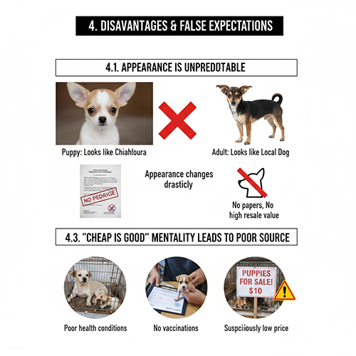 Những nhược điểm và hiểu lầm thường gặp khi nuôi chó Chihuahua lai chó cỏ