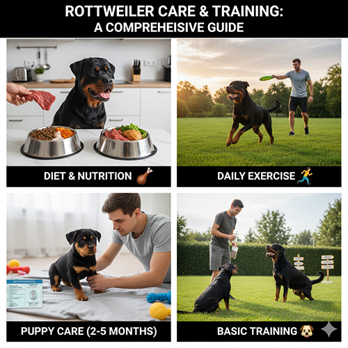 cach nuoi an uong va huan luyen cho rottweiler dung cach