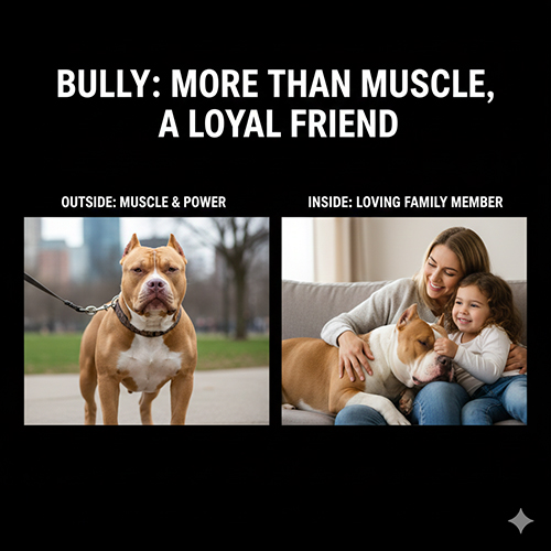 Chó Bully cơ bắp bên ngoài nhưng là người bạn trung thành và tình cảm trong gia đình