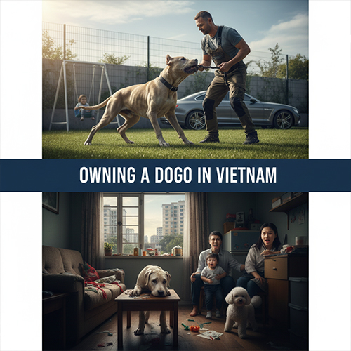 Chó Dogo Argentino được huấn luyện ngoài trời và sinh hoạt cùng gia đình tại Việt Nam