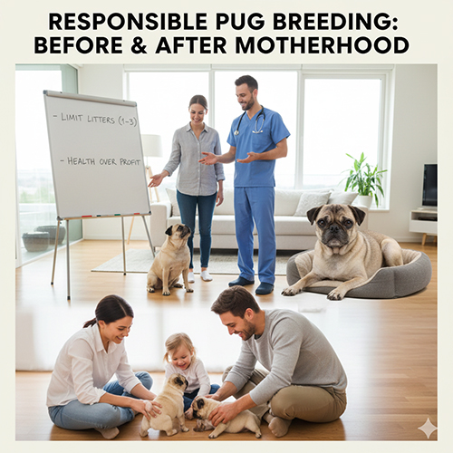 Nuôi chó Pug sinh sản có trách nhiệm, đặt sức khỏe chó mẹ và tương lai đàn con lên hàng đầu