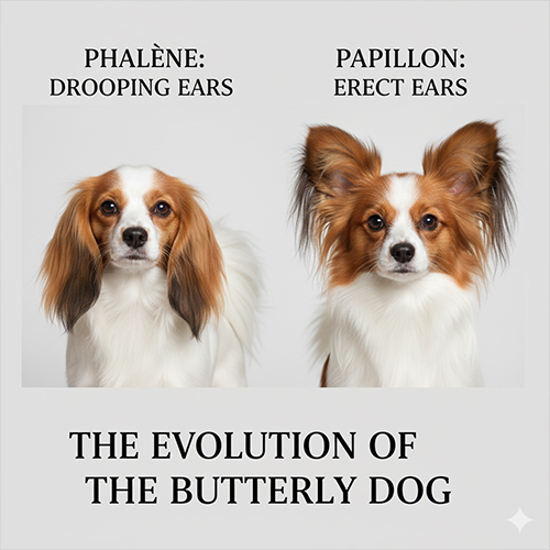 So sánh chó Phalène tai cụp và chó Bướm Papillon tai dựng