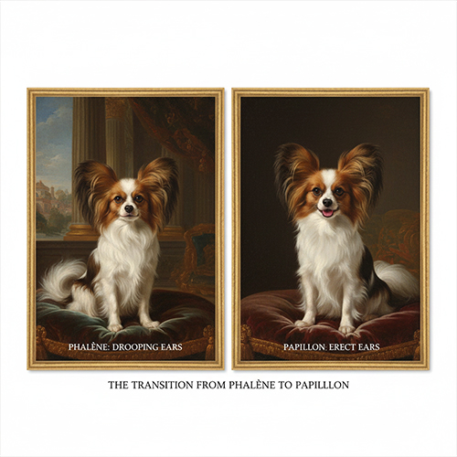 So sánh chó Phalène tai cụp và chó Bướm Papillon tai dựng qua lịch sử