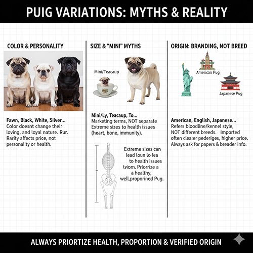 Phân biệt các biến thể chó Pug theo màu lông, kích thước và nguồn gốc