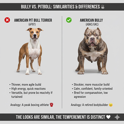So sánh sự khác biệt giữa American Bully và Pitbull