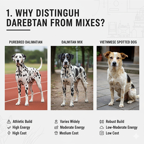 So sánh chó Đốm thuần chủng Dalmatian, chó Đốm lai và chó ta đốm Việt Nam