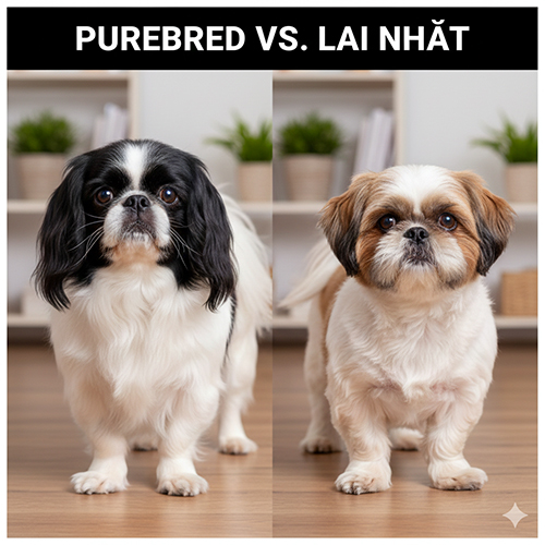 So sánh chó Nhật Japanese Chin thuần chủng và chó lai Nhật với đặc điểm khác nhau