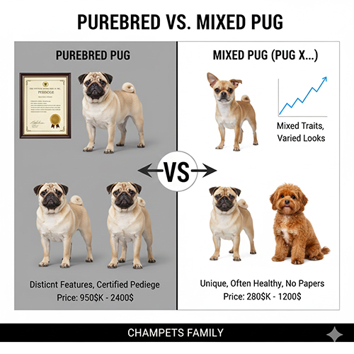 Phân biệt chó Pug thuần chủng và Pug lai qua ngoại hình và đặc điểm nhận diện