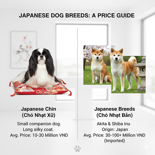 Phân biệt giá chó Nhật xù Japanese Chin và chó Nhật Bản Shiba Akita