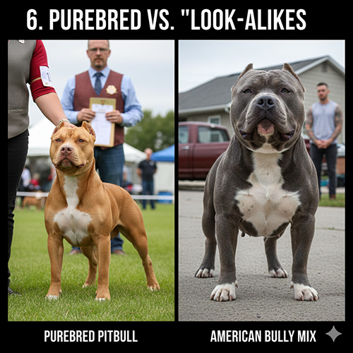 Hình so sánh Pitbull thuần chủng và Pitbull lai Bully cho thấy sự khác biệt về tỉ lệ cơ thể và ngoại hình