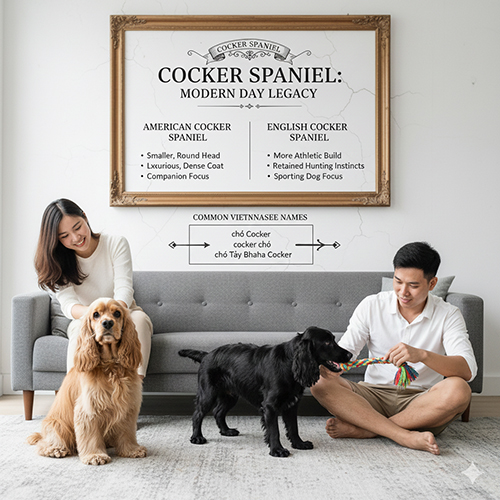 Phân loại chó Cocker Spaniel Anh và Cocker Mỹ trong gia đình hiện đại